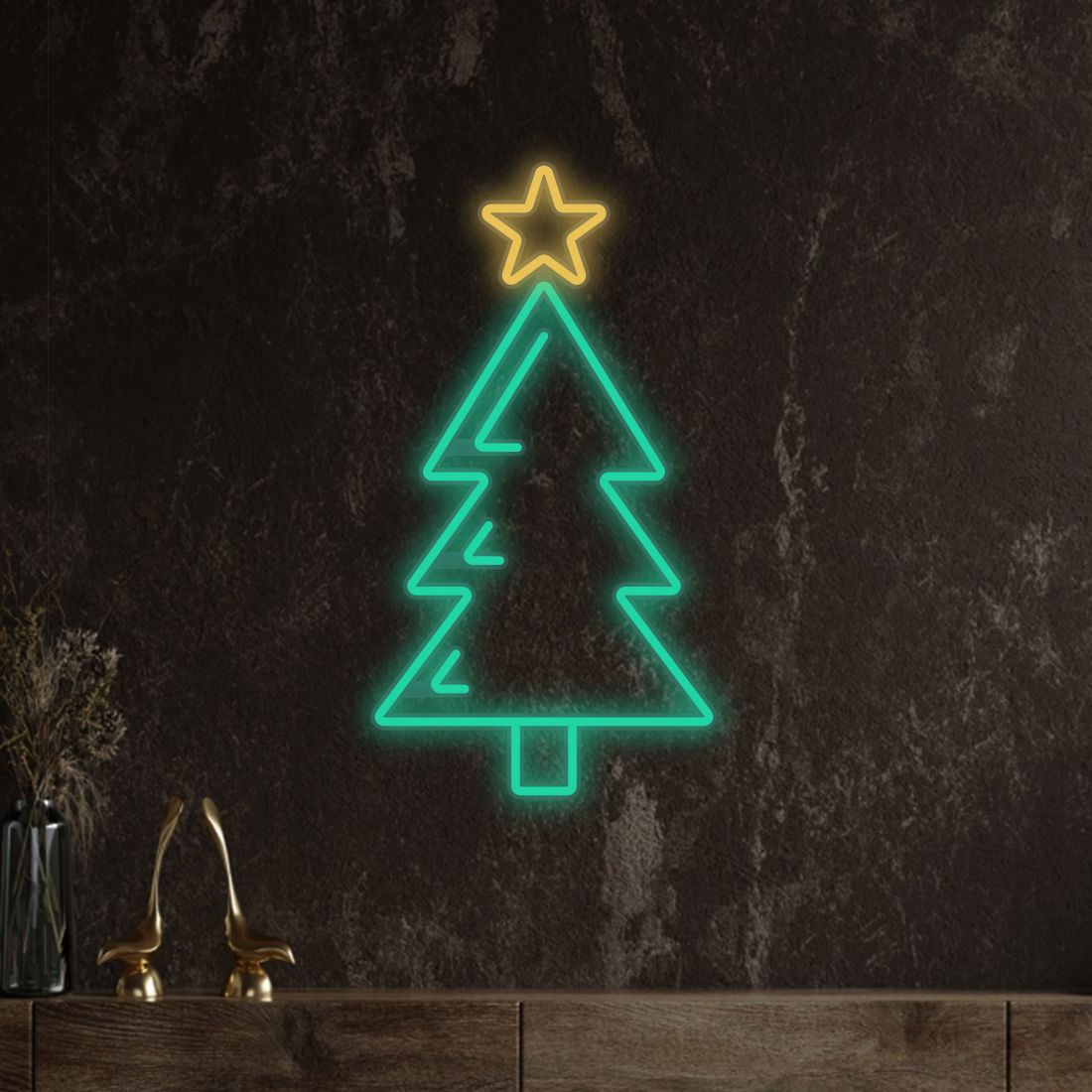 Prosta choinka z gwiazdą neon 12V