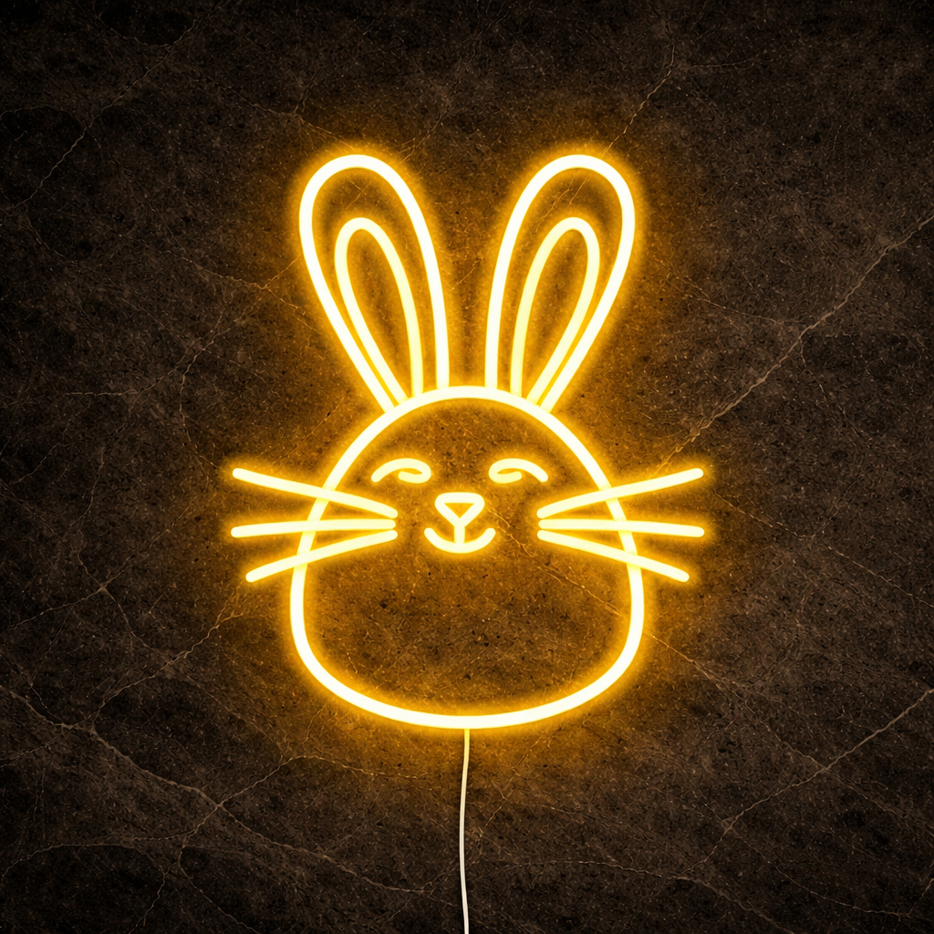 Głowa Szczęśliwego Zająca Wielkanocnego Neon Led 12V
